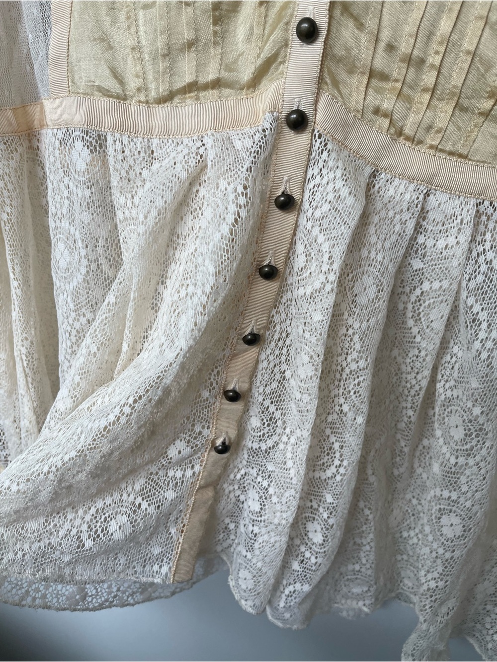 Sundance | Lady Jane Satin Swiss Dot Lace Sheer Blouse Size 14 - Picture 4 of 6